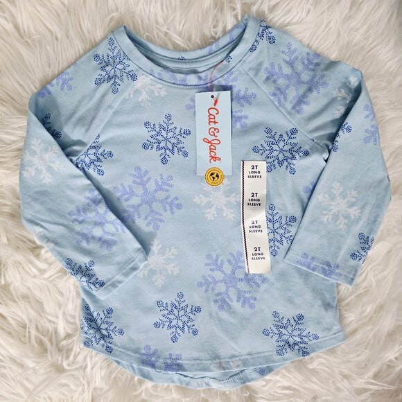 NWT Toddler's Cat & Jack Long Sleeve Tee, Snowflake Design, 2T - Picture 1 of 4